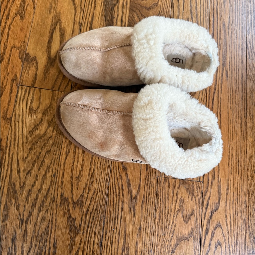 UGG Chestnut Suede Slippers with Soft Cream Lining